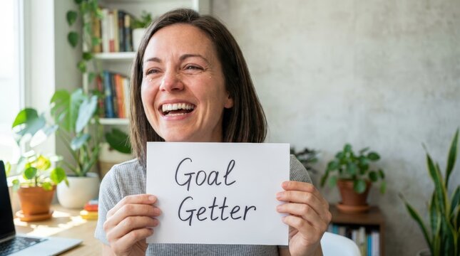 Empowering action for goal achievement a motivated individual in a home office environment capturing joy and determination through a personal statement inspiring growth