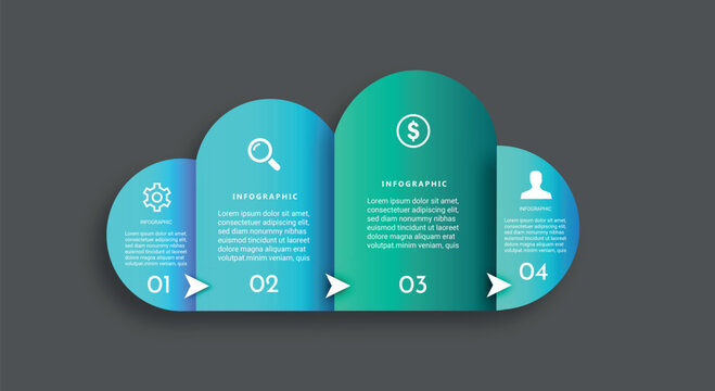 Cloud-shaped infographic with four sequential stages connected by arrows, representing process flow, workflow steps, or system progression. - Powered by Adobe