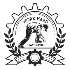 Work Hard Stay Humble Industrial Emblem