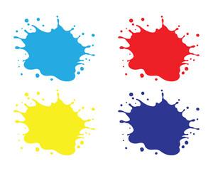 colorful paint or ink splashes falling isolated on white background
