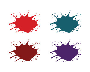 colorful paint or ink splashes falling isolated on white background