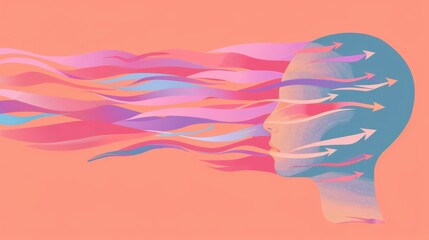 Abstract illustration of mental recovery with flowing colors and arrows
