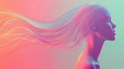 Naklejka premium Abstract illustration of a woman with flowing hair representing mental recovery