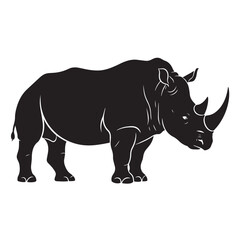 Obraz premium Bold Rhinoceros Silhouette in Right-Facing Profile with Dual Horns