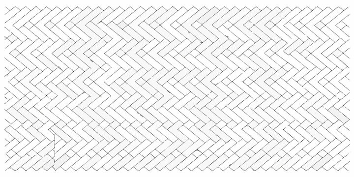 A repeating herringbone pattern created from rectangular white tiles