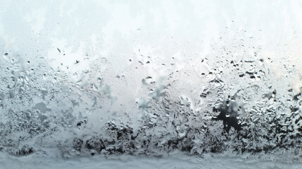 Window with frost on it. The pattern is made up of small squares. The window is frosted