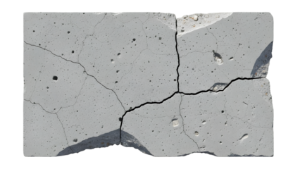 cracked concrete slab isolated on white background