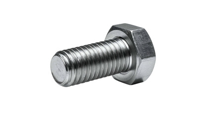 Close-up of a shiny, metallic bolt with a hexagonal head, resting on a black background