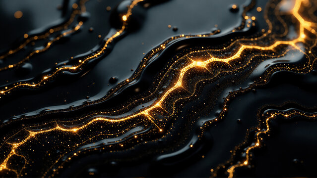 Liquid Gold & Black Marble Ink - High Quality