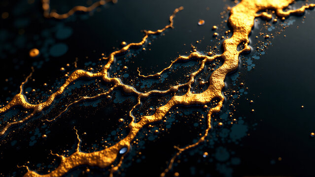 Liquid Gold & Black Marble Ink - High Quality