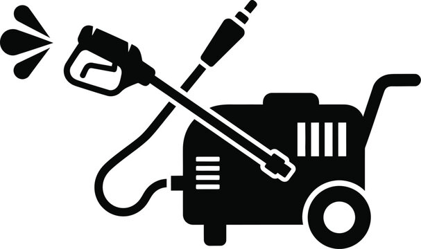 Pressure wash sprayer cleaner silhouette. 