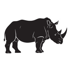 Fototapeta premium Stylized Rhinoceros Silhouette Facing Right with Prominent Horns