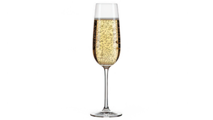 Glass of sparkling champagne for celebration isolated on white transparent background