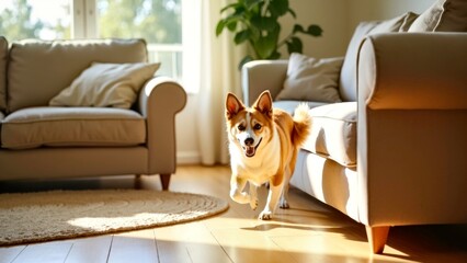 Warm toned comfortable living room space