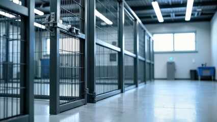 Industrial wind space with glass partitions