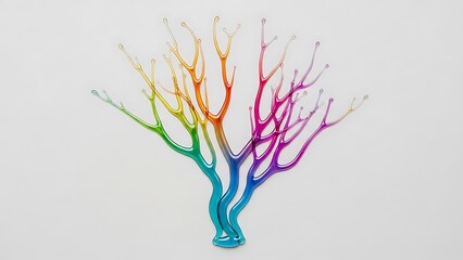 Abstract tree with rainbow branches on white background