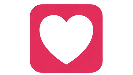 White Heart Icon on Red Rounded Square isolated on white transparent background