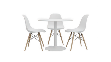 white table and chairs isolated on white transparent background