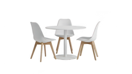 white table and mordan chairs isolated on white transparent background
