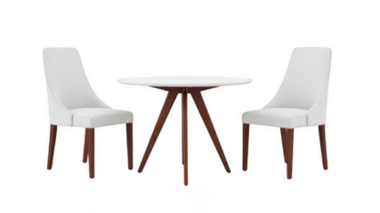 white table and chairs isolated on white transparent background