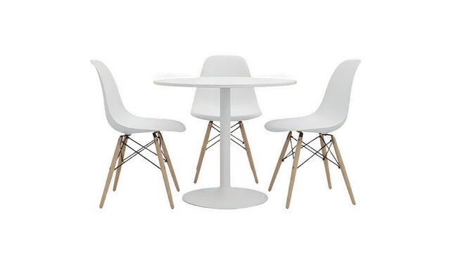 white table and chairs isolated on white transparent background