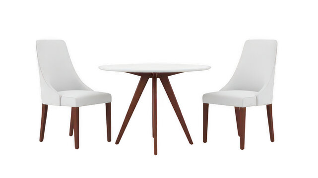 white table and chairs isolated on white transparent background