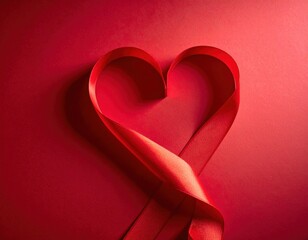 Elegant Red Ribbon Heart Valentine Background