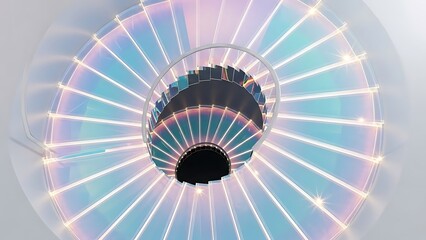 Holographic spiral light wheel abstract background