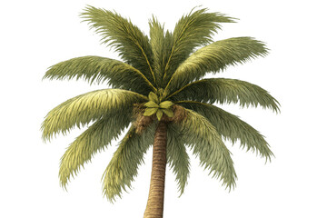 Obraz premium Palm tree isolated on a transparent background, showcasing green fronds and trunk, perfect for summer, vacation, and exotic themes