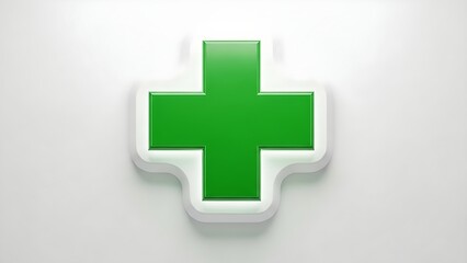 Obraz premium Green cross symbol on white background for medical or healthcare use