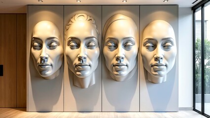 Wall mounted human face decoration diagram