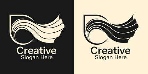 Minimalist wing flag abstract logo line art vector