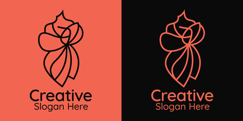 Minimalist rose flower bud line art logo vector