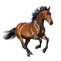 Obraz premium A majestic brown horse gallops with its mane flowing