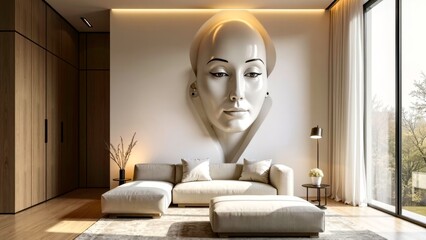 Bedroom wall human face decoration diagram