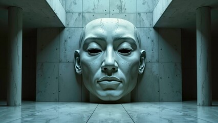 Cold toned space human face decoration diagram