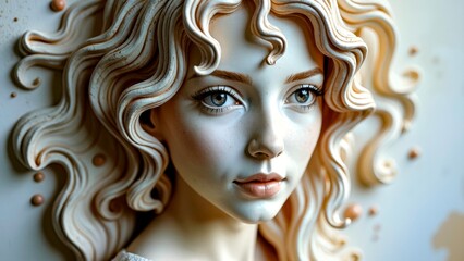 Curly Hair Relief Portrait Art Picture