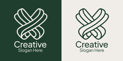 Minimalist abstract knot link logo line art vector