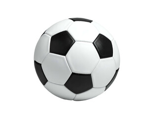 Classic black and white stitched soccer ball against black