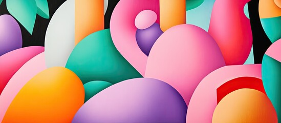 Vibrant Abstract Composition of Overlapping Pastel Organic Shapes with Soft Gradients