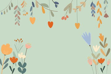 Vector invitation with flowers and hearts