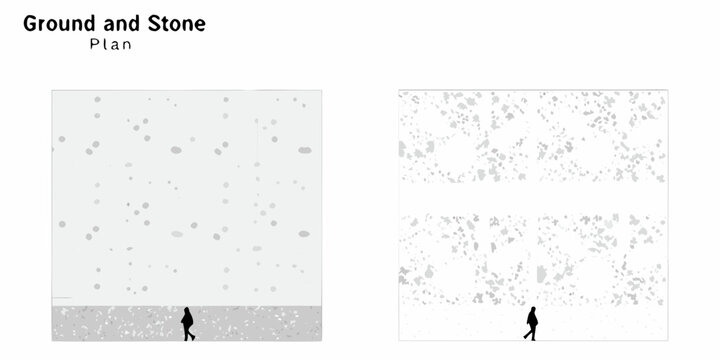 Architectural plan depicting ground texture and scale with a human figure