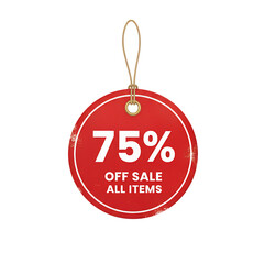 Circular Discount Tag for 75% Off All Items