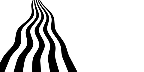 Black on white abstract perspective line wave stripes with 3d dimensional effect isolated on white. Vector