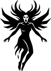 Black Silhouette of Screaming Horror Fantasy Creature Illustration
