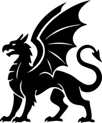 Fototapeta premium Stylized Black Dragon Silhouette Vector Graphic Design