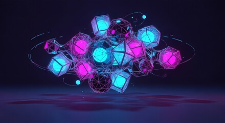 Abstract glowing geometric shapes composition on a dark background providing visual appeal