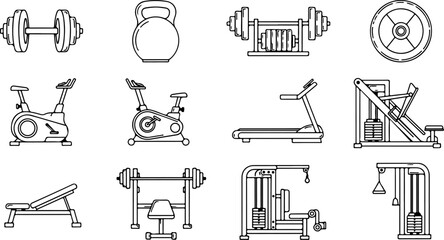 Gym Fitness Icon Set &ndash; Workout & Health Vector Symbols