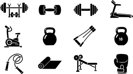 Gym Fitness Icon Set &ndash; Workout & Health Vector Symbols