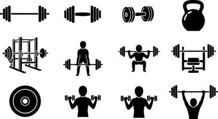 Gym Fitness Icon Set &ndash; Workout & Health Vector Symbols